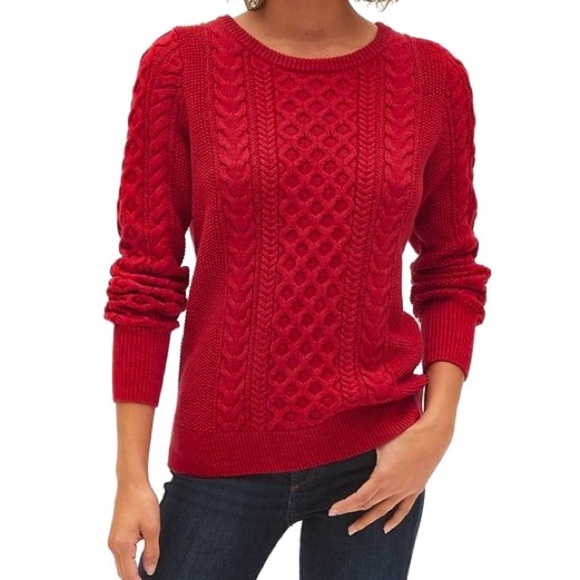 GAP 100% cotton Cable Knit Red Sweater - Picture 1 of 11